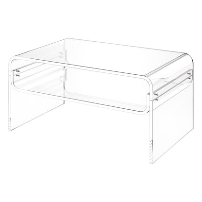 Acrylic Coffee Table, 2 Tiers Center Table with Storage Shelf, Modern Rectangle Acrylic Coffee Desk, Ideal for Dining Room, Kitchen Island, Restaurant, Office, 50 x 80 x 38 cm (Clear)