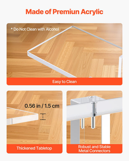 Acrylic Console Table, 2 Tiers Narrow Side Desk with Bottom Open Storage, Modern Rectangle Acrylic End Table, Transparent Entry Desk for Foyer, Hallway, Living Room, 19.3 x 100 x 80 cm (Clear)