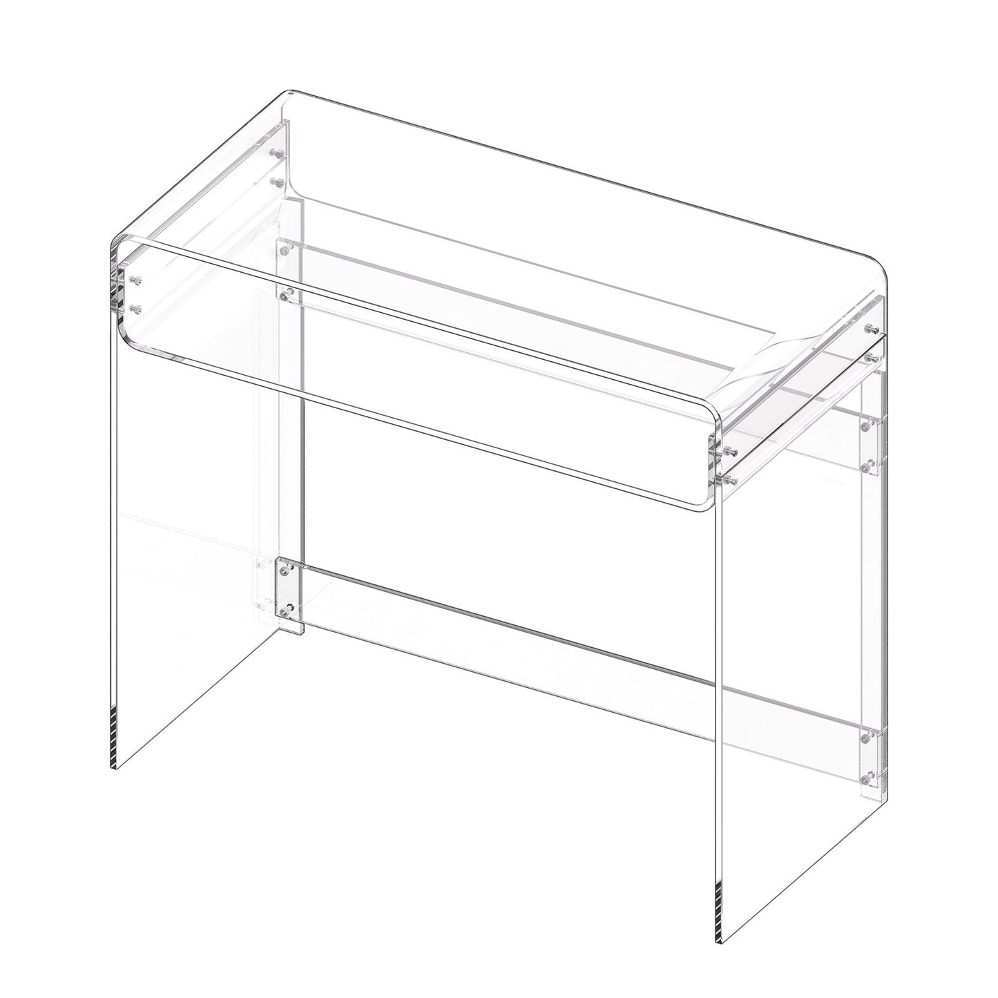 Acrylic Table, 2 Tiers Clear End Table with Storage Shelf, Modern Rectangle Acrylic Side Desk, Transparent Thick Desk Nightstand for Bedroom, Office, Living Room, 40 x 85 x 75 cm (Clear)