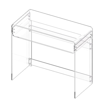 Acrylic Table, 2 Tiers Clear End Table with Storage Shelf, Modern Rectangle Acrylic Side Desk, Transparent Thick Desk Nightstand for Bedroom, Office, Living Room, 40 x 85 x 75 cm (Clear)
