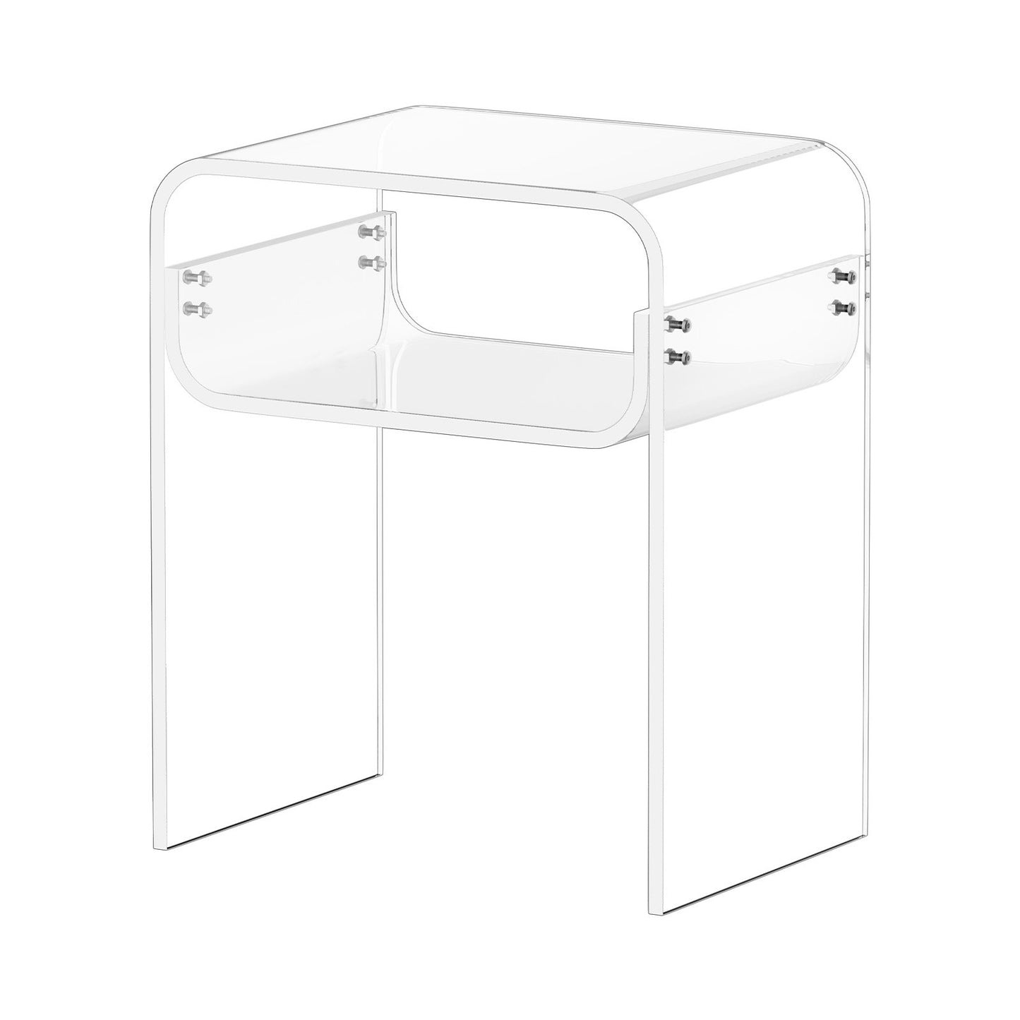 Acrylic Side Table, 2 Tiers Clear Bedside Table with Storage Shelf, Modern Rectangle Acrylic End Desk, Transparent Thick Nightstand for Bedroom, Living Room, Study, 30 x 40 x 50 cm (Clear)