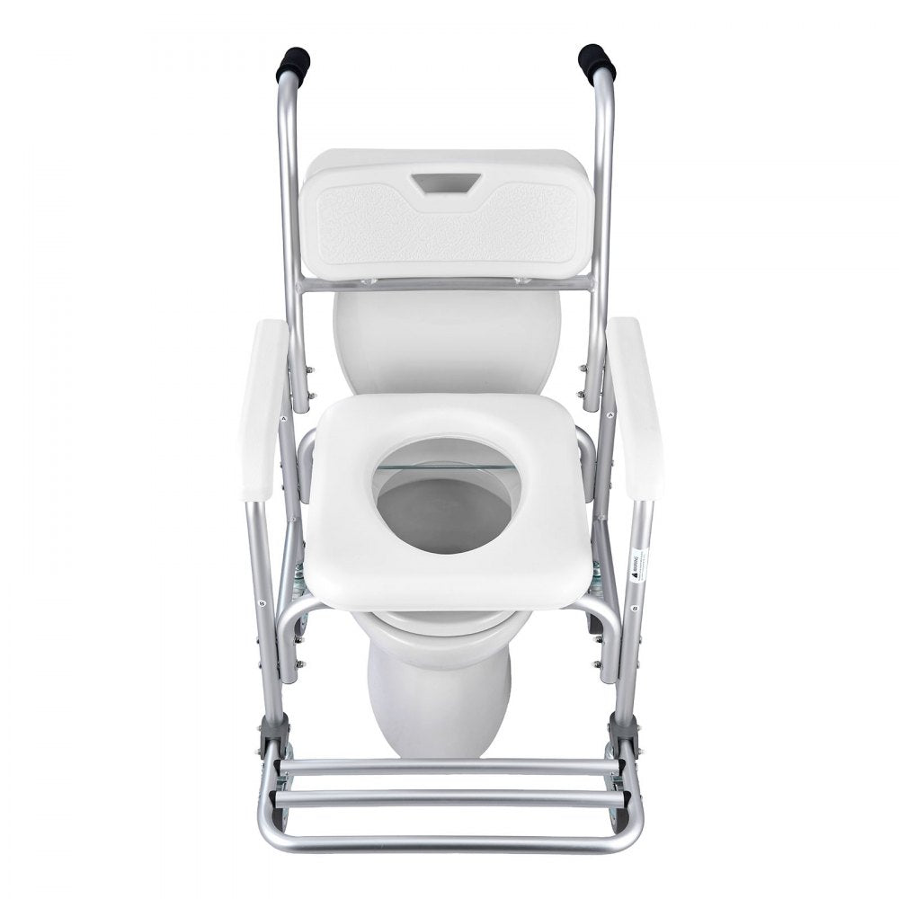 Bedside Commode Chair with Four Wheels 4-in-1 Raised Toilet Seat 159 kg