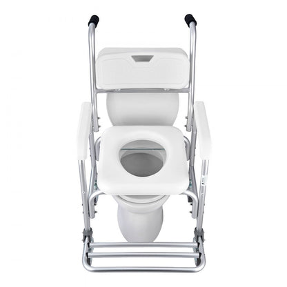 Bedside Commode Chair with Four Wheels 4-in-1 Raised Toilet Seat 159 kg