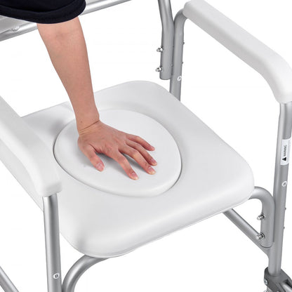 Bedside Commode Chair with Four Wheels 4-in-1 Raised Toilet Seat 159 kg