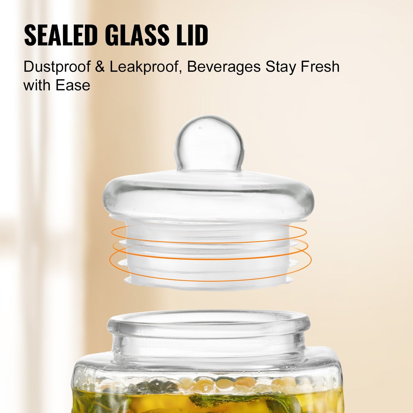 VEVOR Beverage Dispenser, 1.5 Gallon Drink Dispensers for Parties, Glass Juice Dispenser