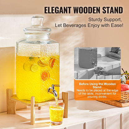 VEVOR Beverage Dispenser, 2.5 Gallon Drink Dispensers for Parties, Glass Juice Dispenser