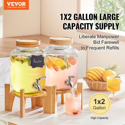 VEVOR Beverage Dispenser, 1 Gallon Drink Dispensers for Parties, Glass Juice Dispenser
