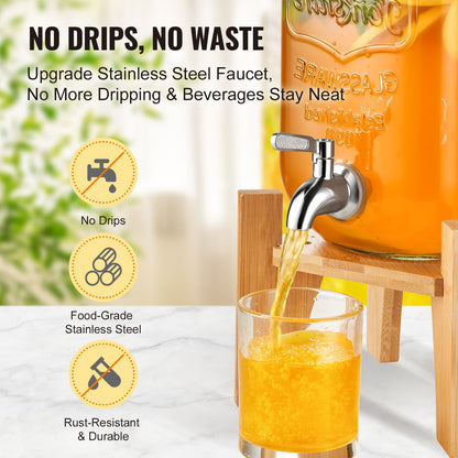 VEVOR Beverage Dispenser, 1 Gallon Drink Dispensers for Parties, Glass Juice Dispenser