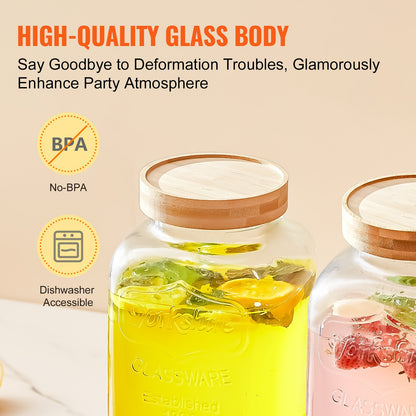 VEVOR Beverage Dispenser, 1 Gallon Drink Dispensers for Parties, Glass Juice Dispenser
