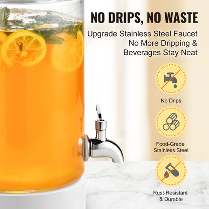 VEVOR Beverage Dispenser, 1 Gallon Drink Dispensers for Parties, Glass Juice Dispenser
