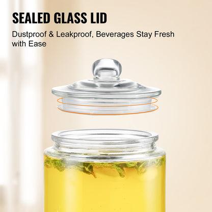 VEVOR Beverage Dispenser, 1 Gallon Drink Dispensers for Parties, Glass Juice Dispenser