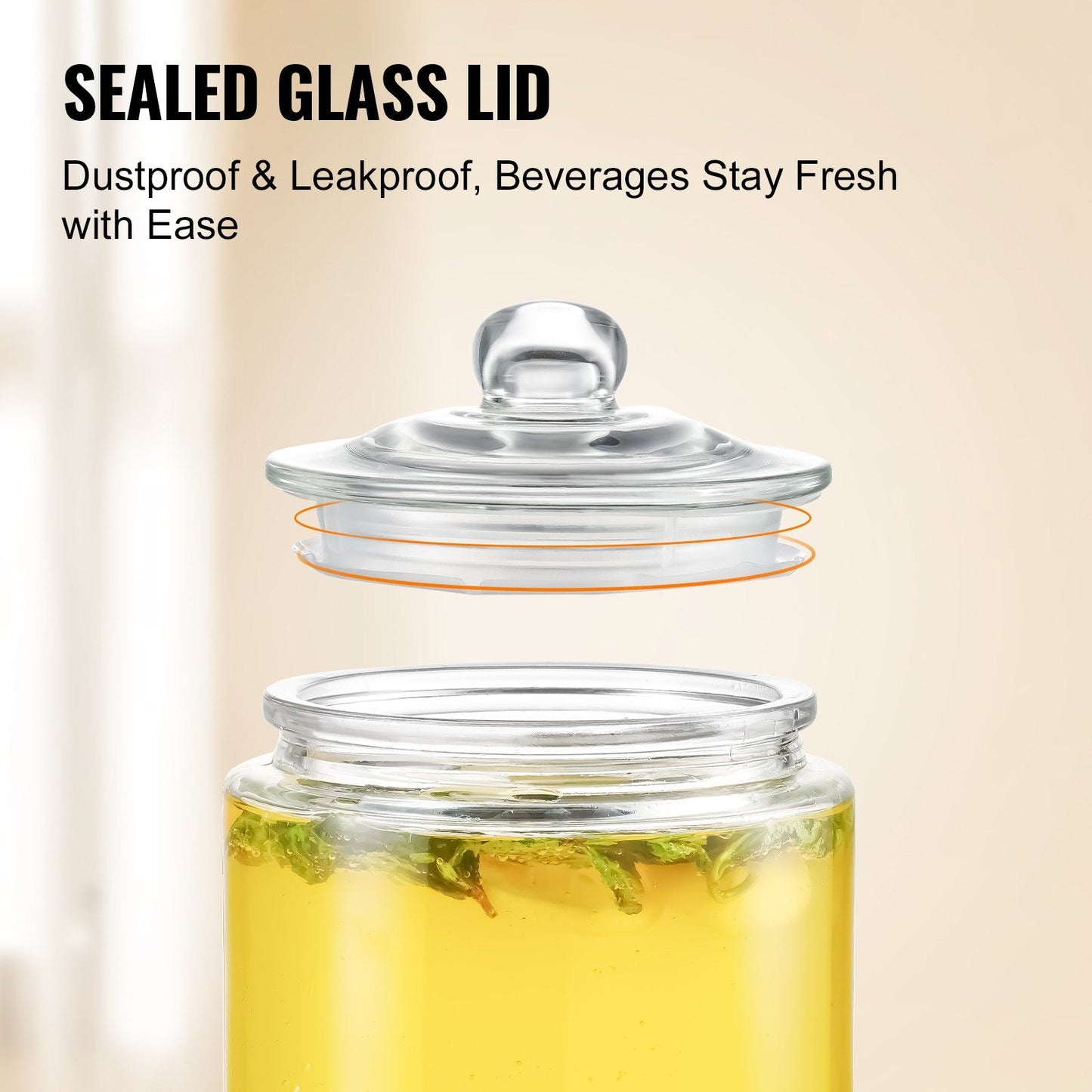 1 Gallon Glass Beverage Dispenser with Stainless Steel Spigot for Events