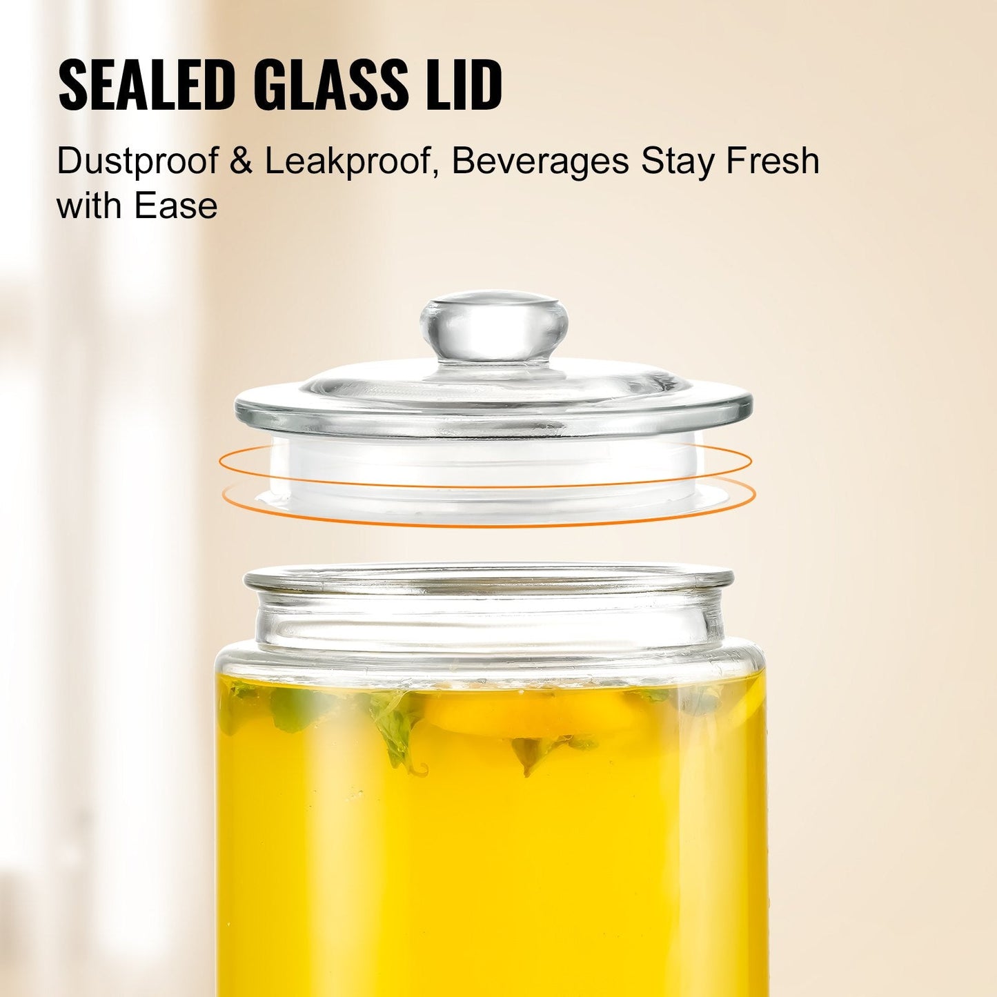 2 Gallon Glass Beverage Dispenser with Stainless Steel Spigot for Events