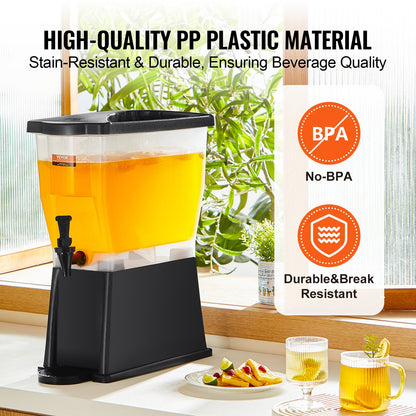 VEVOR Beverage Dispenser, 3 Gallon Drink Dispenser for Parties, Plastic Juice Dispenser