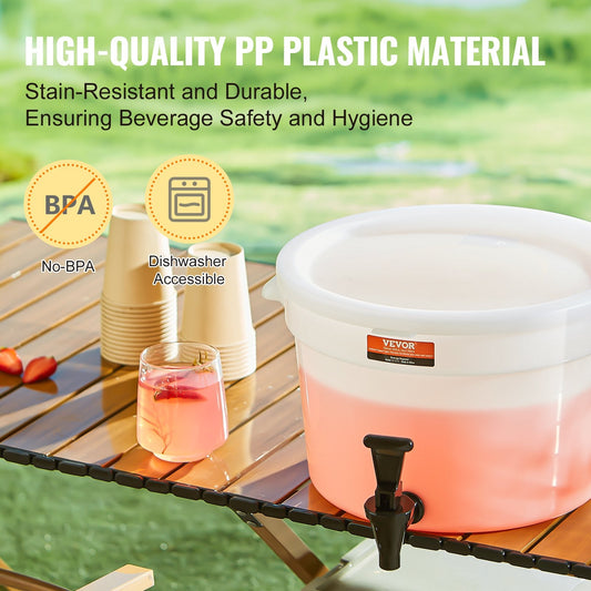 3 Gallon (11L) Plastic Beverage Dispenser with Spigot for Parties & Events