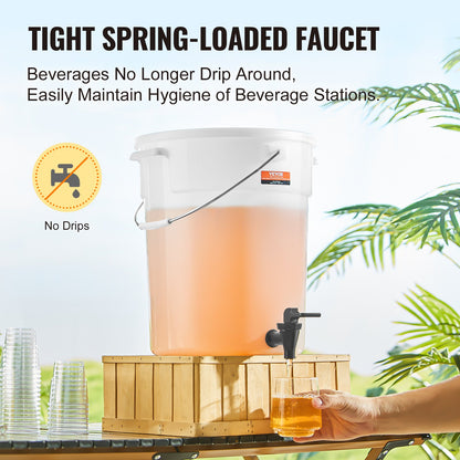 VEVOR Beverage Dispenser, 5 Gallon Drink Dispensers for Parties, Plastic Juice Dispenser