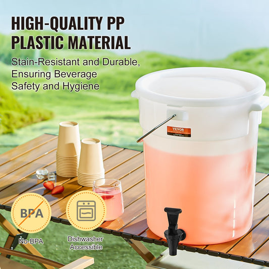 5-Gallon Plastic Drink Dispenser with Spigot for Parties and Events