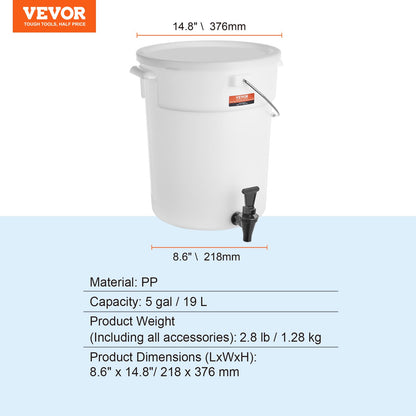 VEVOR Beverage Dispenser, 5 Gallon Drink Dispensers for Parties, Plastic Juice Dispenser
