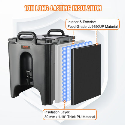 37.6 L Thermal Drink Dispenser with 30 mm Insulation, Ideal for Restaurants