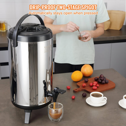 Stainless Steel 9.2L Insulated Beverage Dispenser for Hot & Cold Drinks