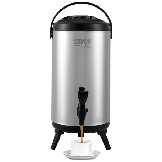 VEVOR Stainless Steel Insulated Beverage Dispenser, 9.2 Liter, Thermal Hot and Cold