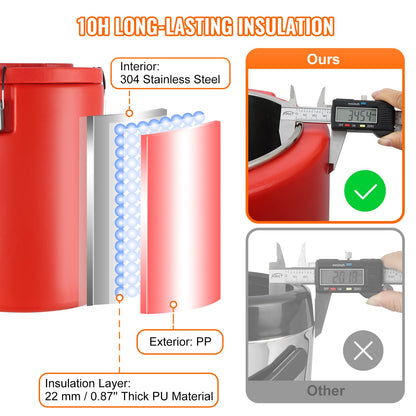 VEVOR Stainless Steel Insulated Beverage Dispenser, 17.2 Liter, Thermal Hot and
