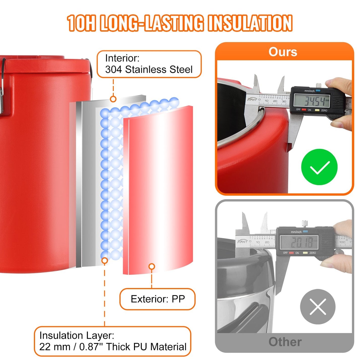 Stainless Steel 17.2L Thermal Beverage Dispenser with Spigot for Hot & Cold Drinks