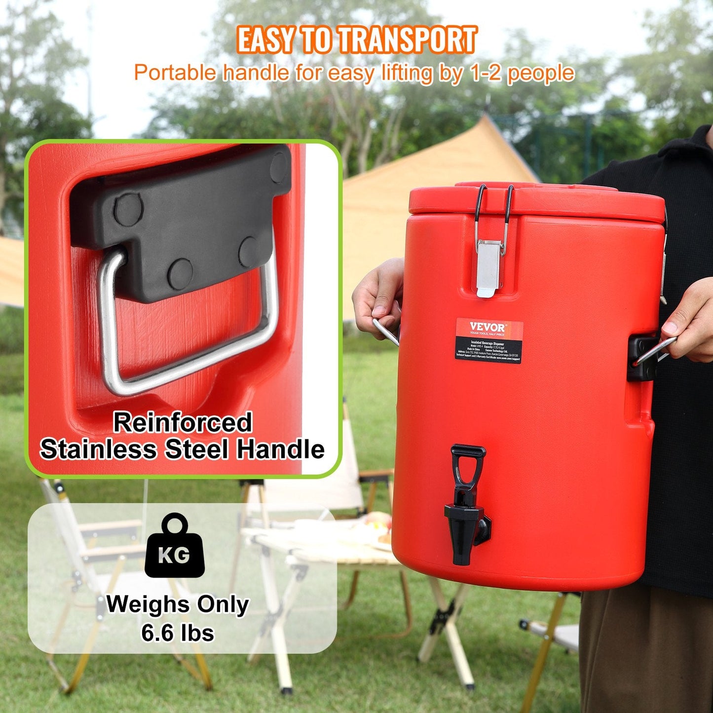 Stainless Steel 17.2L Thermal Beverage Dispenser with Spigot for Hot & Cold Drinks