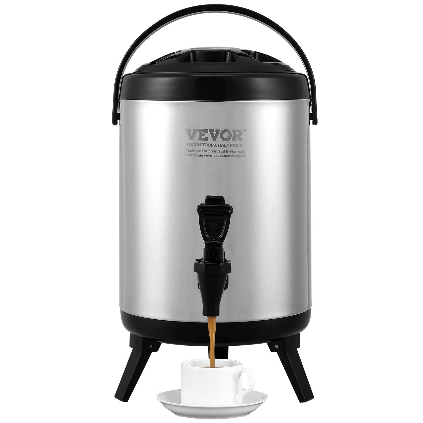 Stainless Steel 6L Thermal Beverage Dispenser with Spigot for Hot & Cold Drinks