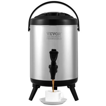 Stainless Steel 6L Thermal Beverage Dispenser with Spigot for Hot & Cold Drinks