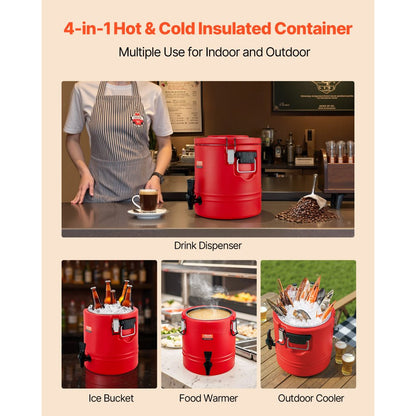 VEVOR Insulated Beverage Dispenser for Hot & Cold Drinks 3 Gal/11.4L Cooler Jug