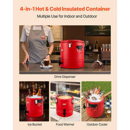 VEVOR Insulated Beverage Dispenser for Hot and Cold Drinks 8 Gal/30L Cooler Jug