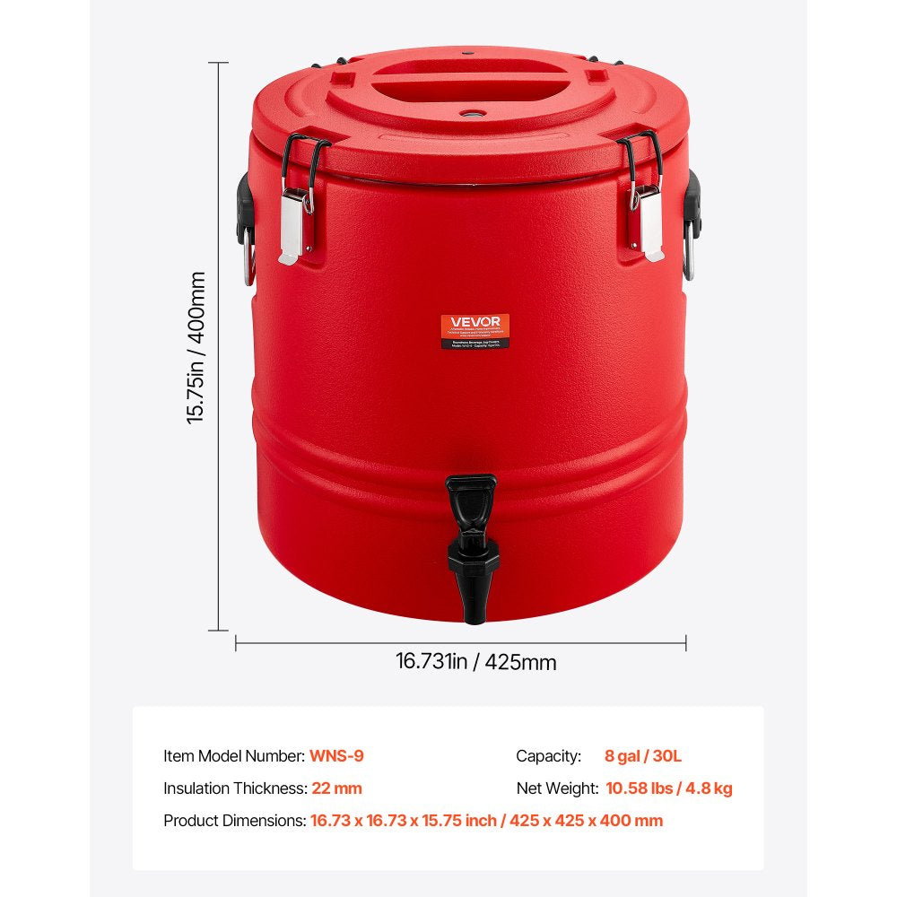 VEVOR Insulated Beverage Dispenser for Hot and Cold Drinks 8 Gal/30L Cooler Jug
