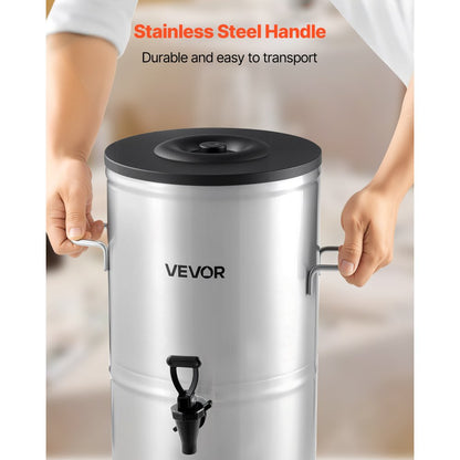 VEVOR Ice Tea Dispenser 4 Gal/15L for Iced Tea Juice Coffee 304 Stainless Steel
