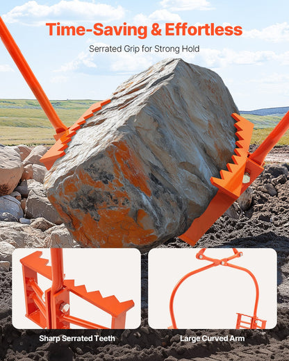 VEVOR 24in Stone Lifting Tongs 2 Claw Steel Rock Tongs Swivel Log Grapple