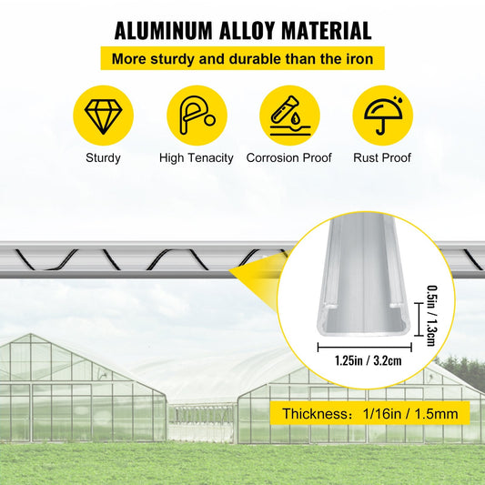 2m Spring & U-Channel Set for Greenhouse Film Attachment, 30 Pack Bundle