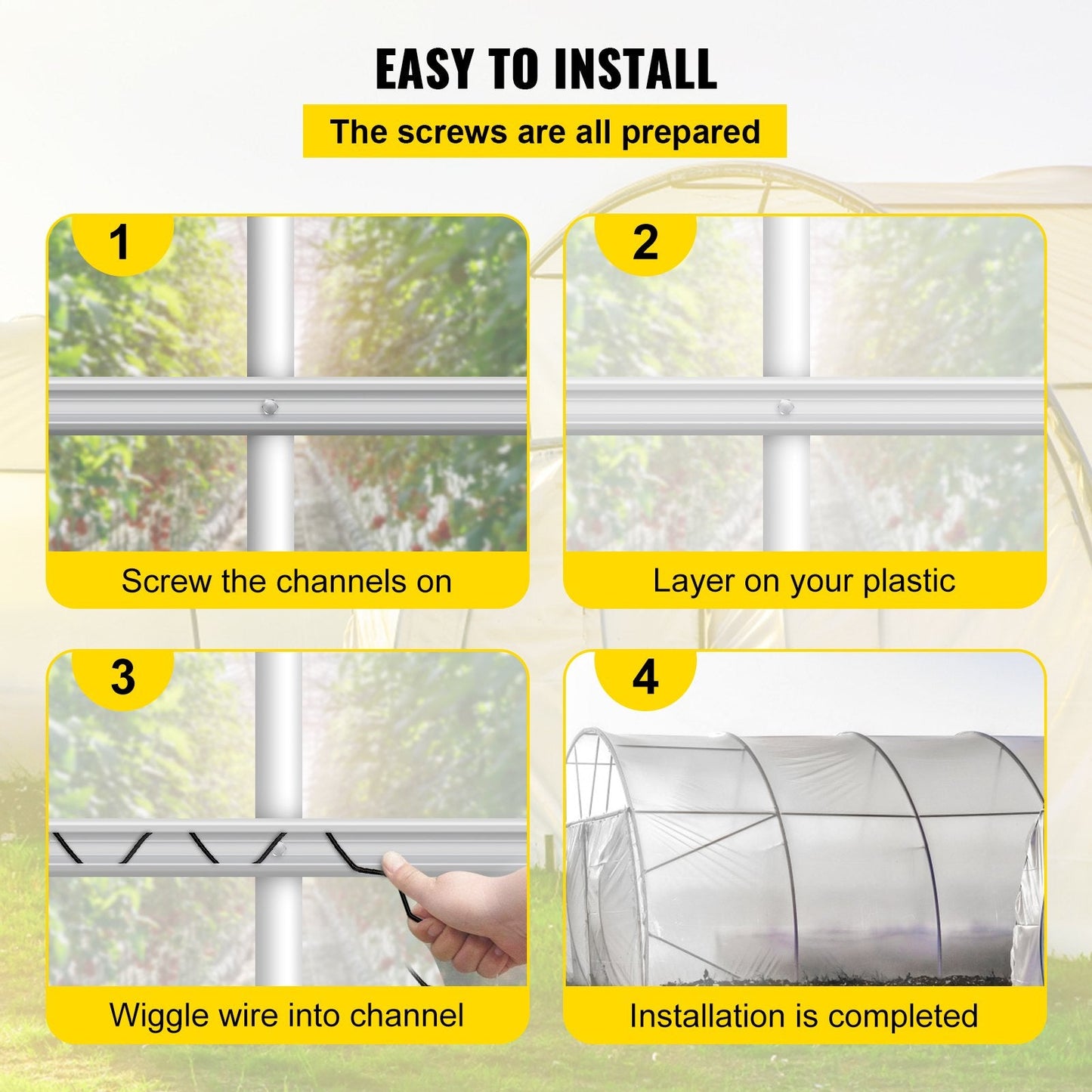 2m Spring & U-Channel Set for Greenhouse Film Attachment, 30 Pack Bundle