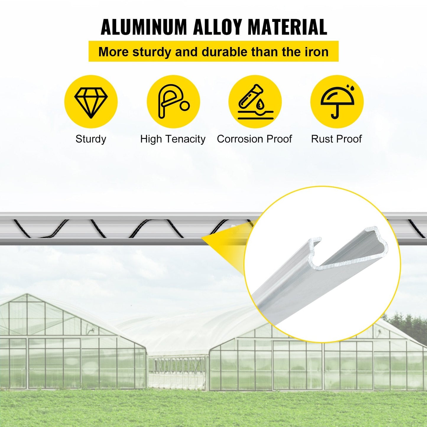 2m Aluminum Lock Channel & PE-Coated Spring Wire Bundle for Greenhouses
