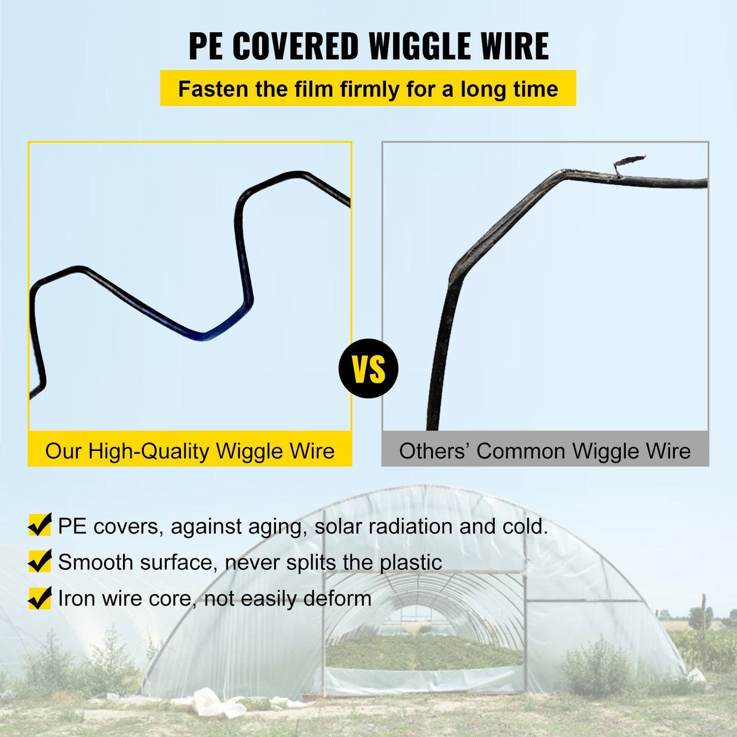 2m Aluminum Lock Channel & PE-Coated Spring Wire Bundle for Greenhouses