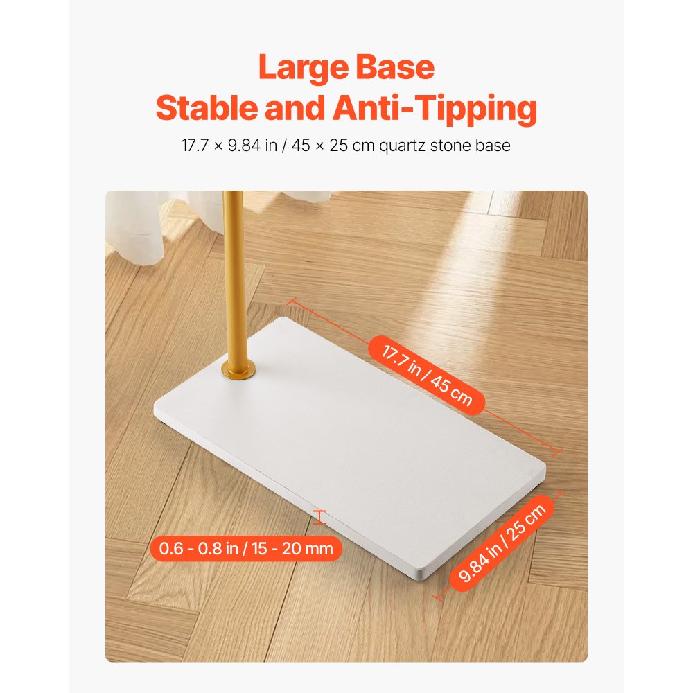 Coat Rack Freestanding Coats Rack with Quartz Stone Base & 3 Round Hooks