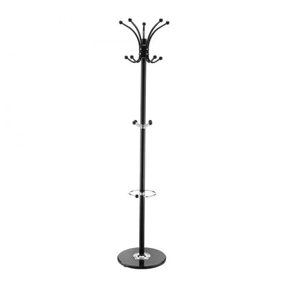 Freestanding Coat Rack Stable Marble Base with Umbrella Holder & 14 Hooks