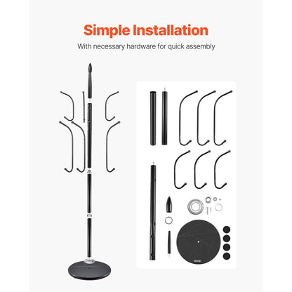 VEVOR Freestanding Coat Rack Coats Tree Stand with Stable Marble Base & 6 Hooks