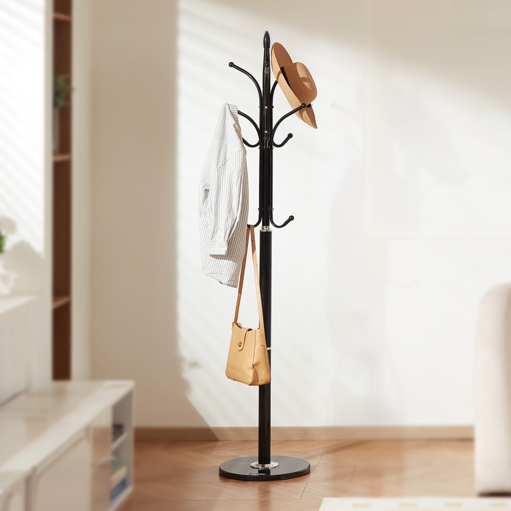 VEVOR Freestanding Coat Rack Coats Tree Stand with Stable Marble Base & 6 Hooks