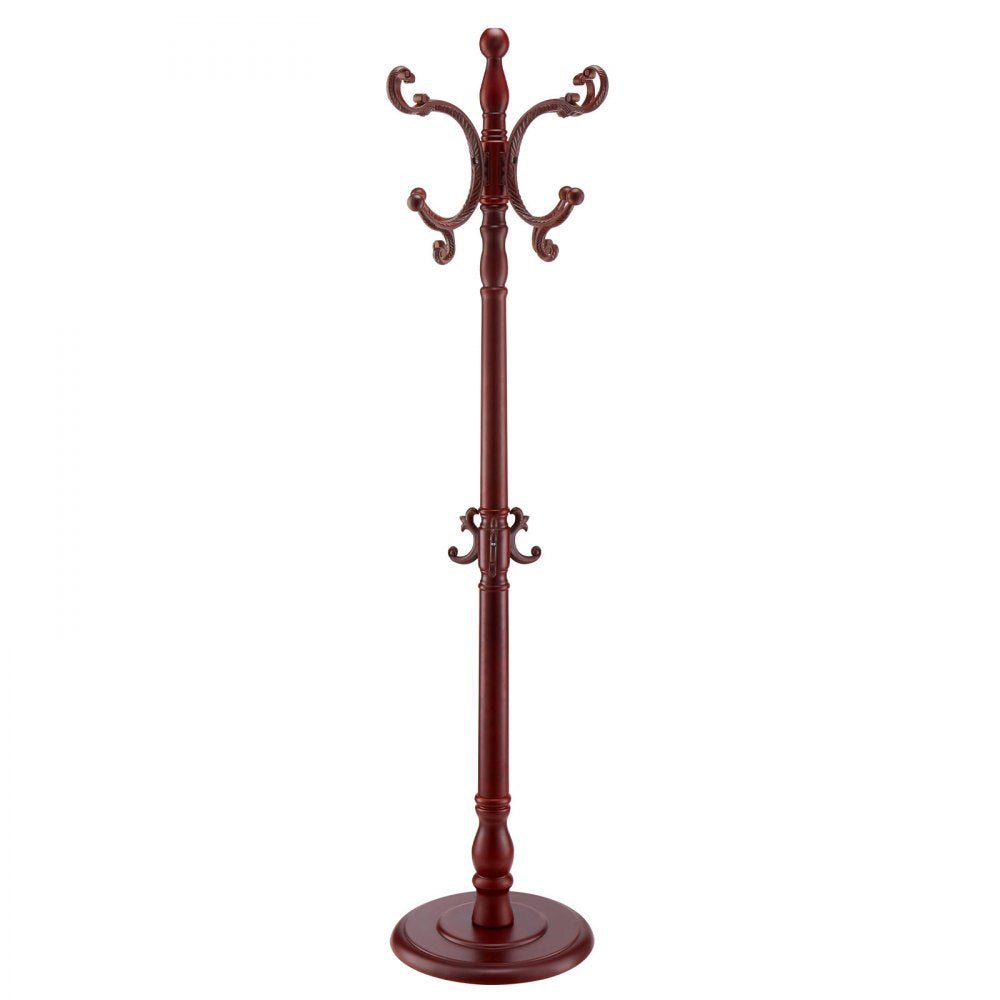 Freestanding Coat Rack Wooden Coat Tree with Stable Large Base & 11 Hooks