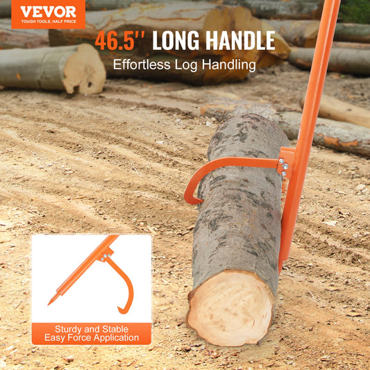 VEVOR Log Peavey 46.5 in Metal Handle Log Lifter Max 19 in Opening Log Roller