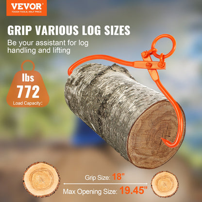 VEVOR Log Skidding Tongs, 18 inch 2 Claw Log Lifting Tongs, Heavy Duty Steel Lumber