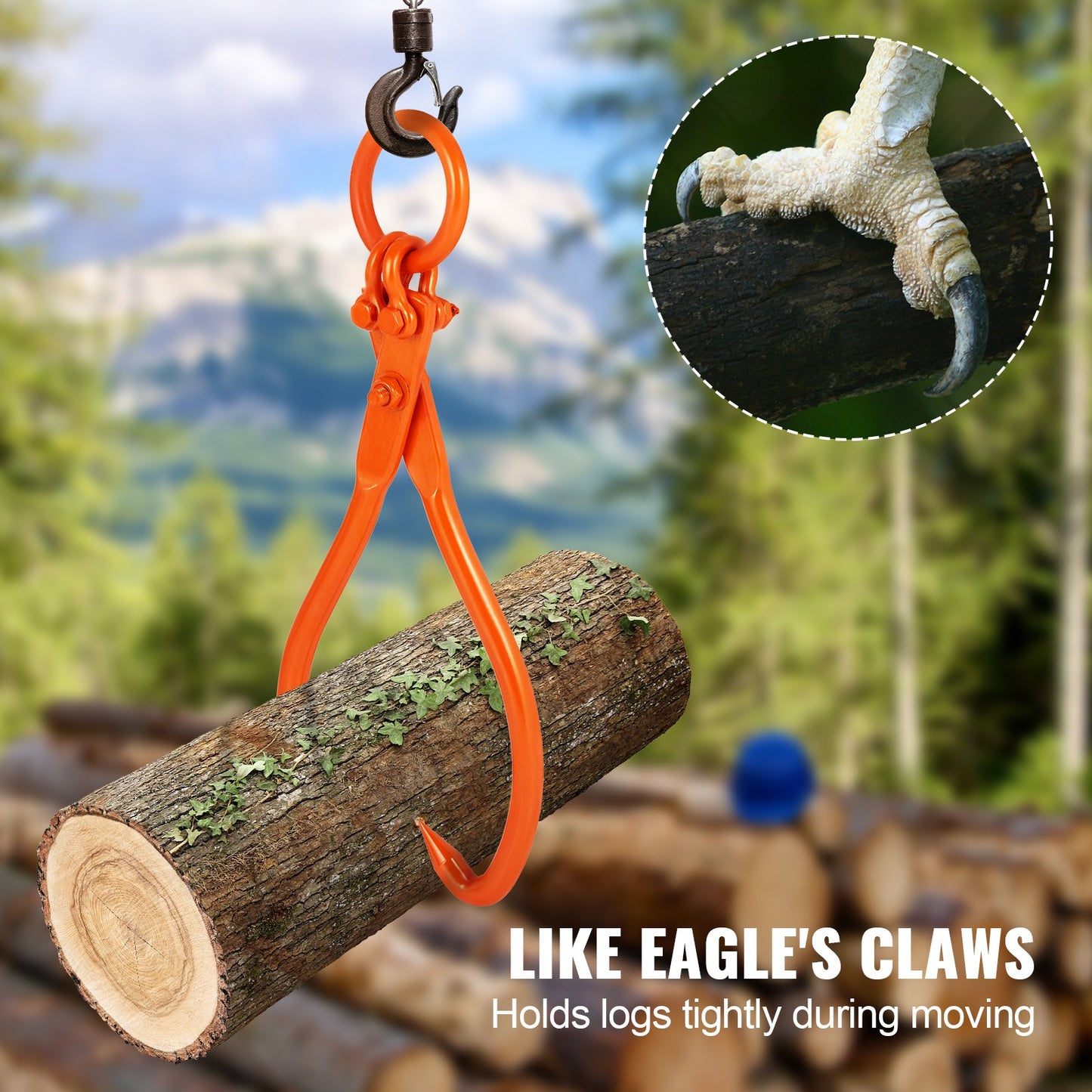 VEVOR Log Skidding Tongs, 18 inch 2 Claw Log Lifting Tongs, Heavy Duty Steel Lumber