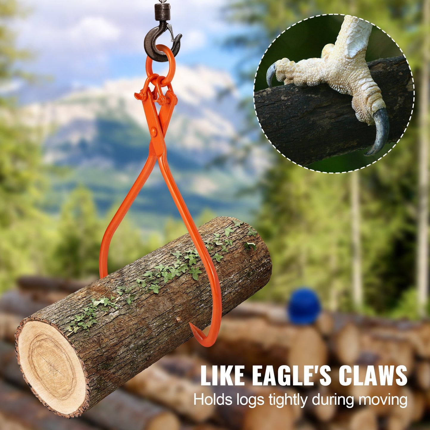 VEVOR Log Skidding Tongs, 81.3cm 2 Claw Log Lifting Tongs, Heavy Duty Steel Lumber
