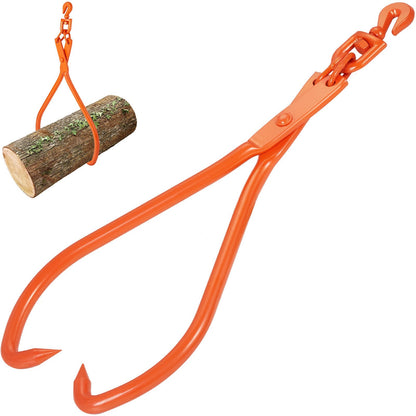 Heavy Duty 81.3cm Steel Log Skidding Tongs, 700kg Capacity, Rotating Claws