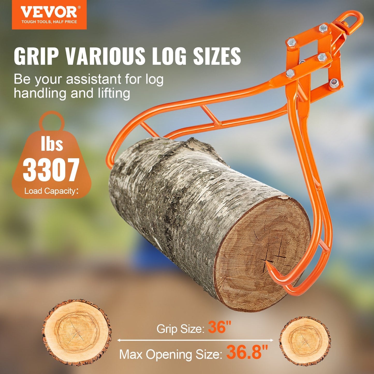 Heavy-Duty 4-Claw Timber Grapple with Swivel Steel for 1500 kg Load Capacity